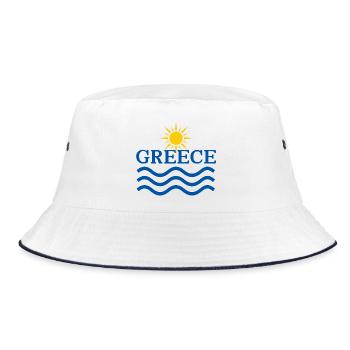 Greece Sun Waves Emblem - Bucket Hat - white/navy - Front