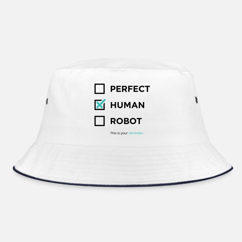 Perfect Human Robot – Minimal Checkbox Statement Bucket Hat
