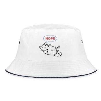 Lachende Katze Nope Mittelfinger - Bucket Hat - Weiß/Navy - Vorne