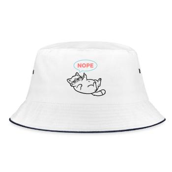 Cat Nope Speech Bubble Colored - Bucket Hat - white/navy - Front