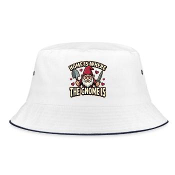 Böser Gnom, Dunkler Gnom, Goth-gnom, Lustiger Gnom - Bucket Hat - Weiß/Navy - Vorne