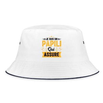 Papili, die für lustigen Humor sorgt – Party der Opa - Bucket Hat - Weiß/Navy - Vorne