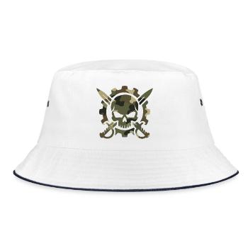 Tactical Gear: Military Skull Saber Gear Logo - Bucket Hat - white/navy - Front