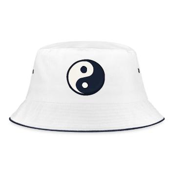 YinYang Dunkel Blau Kontrast - Bucket Hat - Weiß/Navy - Vorne