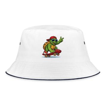 Tortue sur skateboard avec style - Bob - blanc/marine - Devant