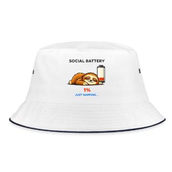 Social Battery 1% Nur ein Nickerchen - Bucket Hat - Weiß/Navy - Vorne