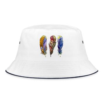 Feder - Bucket Hat - Weiß/Navy - Vorne