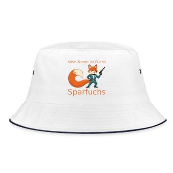 Fuchs Geheimagent im Anzug aka der Sparfuchs - Bucket Hat - Weiß/Navy - Vorne
