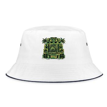 Reggae Lion Dub Soundsystem - Bucket Hat - white/navy - Front