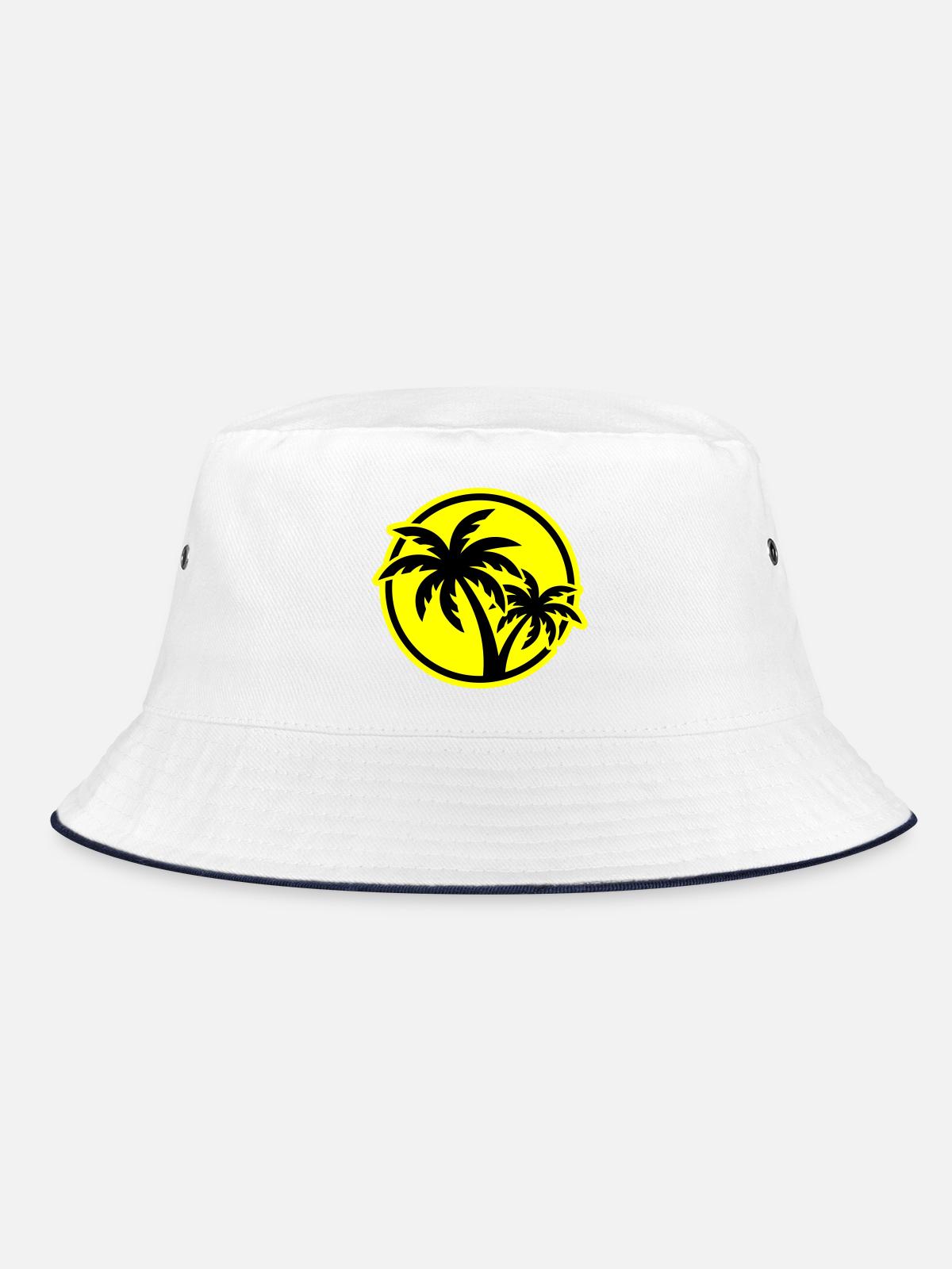 Palm Tree Symbol Beach - Bucket Hat - white/navy - Front
