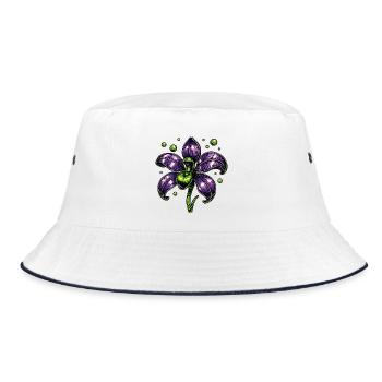 Purple Orchid Flower Botany - Bucket Hat - white/navy - Front