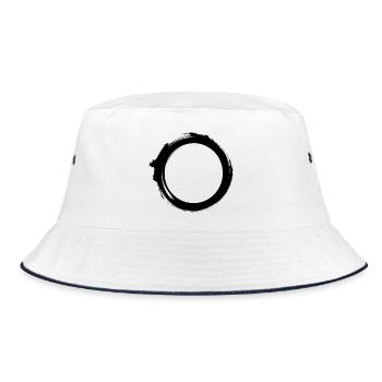 Schwarzes Loch Universum Silhouette Minimal Physik - Bucket Hat - Weiß/Navy - Vorne