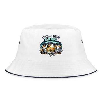Nordlichter Gang Küstenhumor Möwen Ostsee Nordsee - Bucket Hat - Weiß/Navy - Vorne