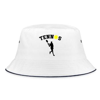 Tennisball Nacht-Silhouette - Bucket Hat - Weiß/Navy - Vorne