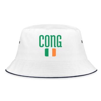 Cong-Irische Flaggentypografie - Bucket Hat - Weiß/Navy - Vorne