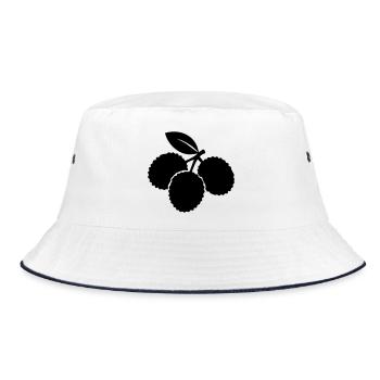 Lychee Silhouette – Exotic Fruit Design - Bucket Hat - white/navy - Front
