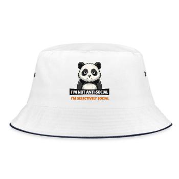 Selective Panda Social - Bucket Hat - white/navy - Front