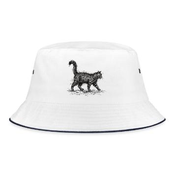 Croquis de chat – Design minimaliste de chat - Bob - blanc/marine - Devant