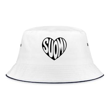 Suomi Finnland Herz Typo - Bucket Hat - Weiß/Navy - Vorne