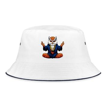 Eule Yoga - Bucket Hat - Weiß/Navy - Vorne