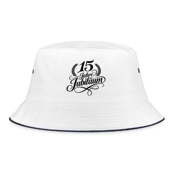 15 Jahre Jubiläum Lorbeer Schwarz - Bucket Hat - Weiß/Navy - Vorne