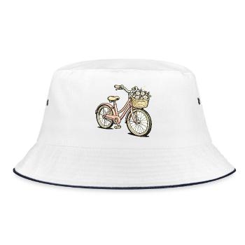 Vélo vintage avec panier de fleurs - Bob - blanc/marine - Devant