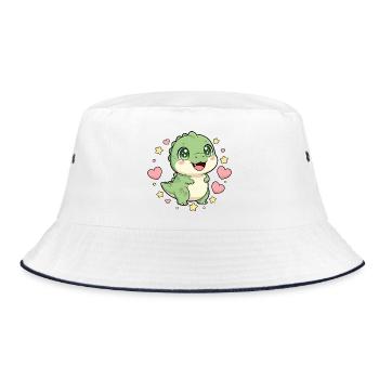 Little dinosaur with a star heart - Bucket Hat - white/navy - Front