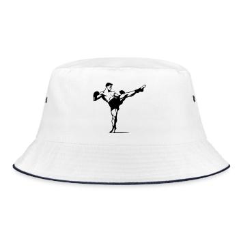 Kickboxen - Bucket Hat - Weiß/Navy - Vorne