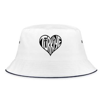 Türkiye, Turkey Heart Font Design - Bucket Hat - white/navy - Front