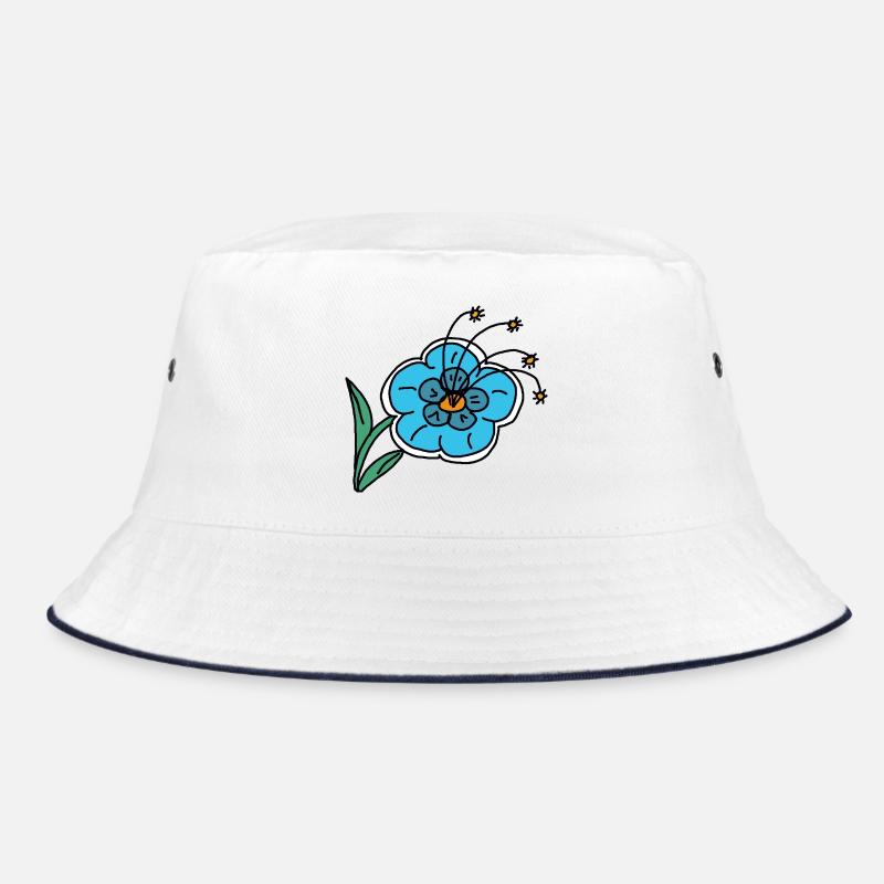 Handgezeichnete blaue Blume Kinder Kind Bucket Hat