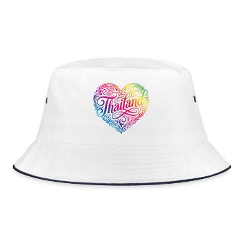 Thailand Herz Bunt - Bucket Hat - Weiß/Navy - Vorne