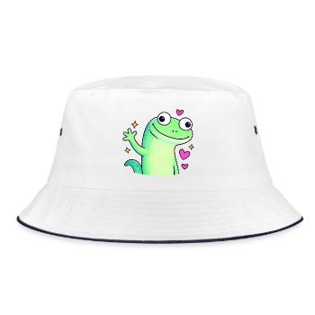 Cute Doodle Chameleon Shirt | Lizard Lizard Lizard - Bucket Hat - Weiß/Navy - Vorne