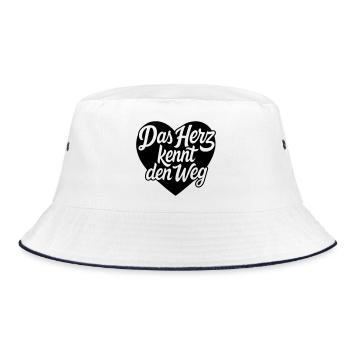 Das Herz kennt den weg Herzdesign - Bucket Hat - Weiß/Navy - Vorne