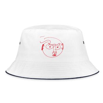 Abstract Red Artist Face Gift - Bucket Hat - white/navy - Front