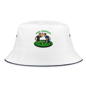 Pure Harmony: Meckern im Fußball - Bucket Hat - Weiß/Navy - Vorne