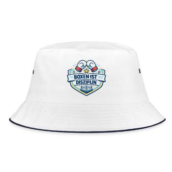 Kraftvoller Boxkampf Crest - Bucket Hat - Weiß/Navy - Vorne