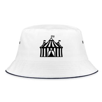 Zirkuszelt Manege Event Logo - Bucket Hat - Weiß/Navy - Vorne