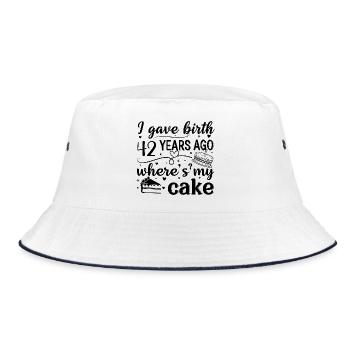 I was born 42 years ago where is my cake? - Bucket Hat - white/navy - Front