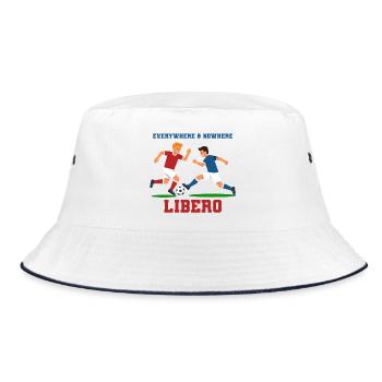 Libero Fußball Duell Illustration - Bucket Hat - Weiß/Navy - Vorne