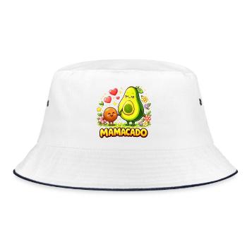 Mamacado Avocado - Lustiges Mama Kawaii Design - Bucket Hat - Weiß/Navy - Vorne