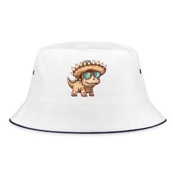 Dinosaurier stegosaurus Sombrero - Bucket Hat - Weiß/Navy - Vorne