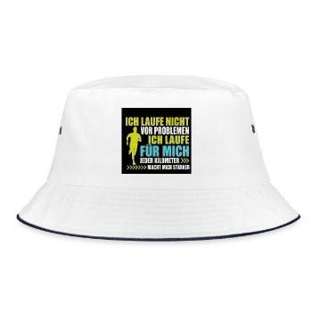 “ICH LAUFE NICHT VOR PROBLEMEN ICH LAUFE FÜR MICH  - Bucket Hat - Weiß/Navy - Vorne