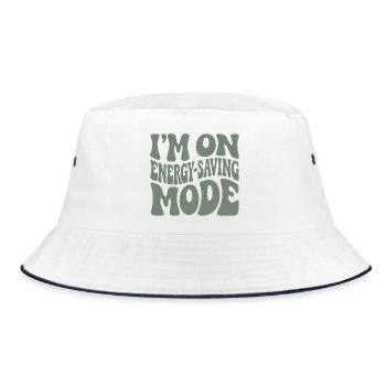 Energiesparmodus | Introvertiert Humor - Bucket Hat - Weiß/Navy - Vorne
