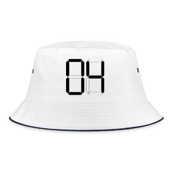 NUMMER 04 Null Vier Geburtstag Geschenk Digital - Bucket Hat - Weiß/Navy - Vorne