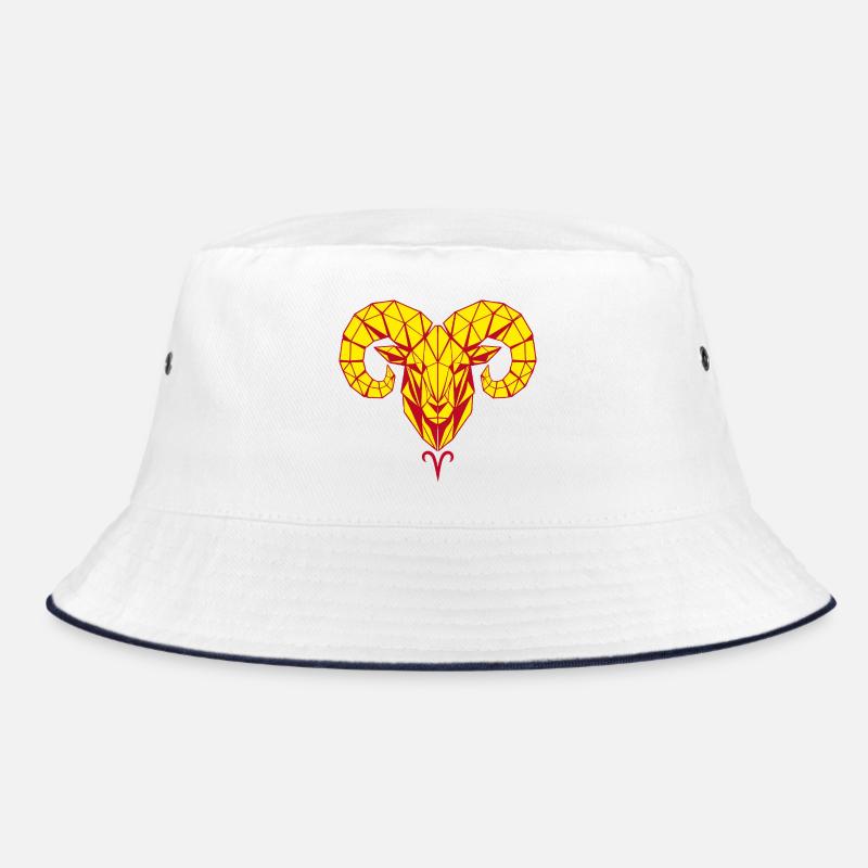 Geometric ram's head yellow red Bucket Hat