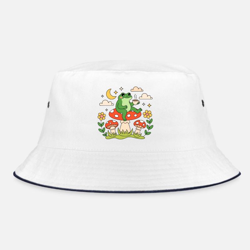 Cottagecore Frog Mushroom Coffee Bucket Hat