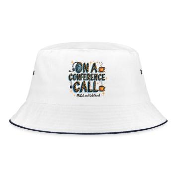 Online Conference Call Coffee Style Muted Unbothered - Bucket Hat - white/navy - Front