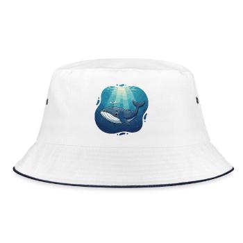 Oceanic whale in sunlight - Bucket Hat - white/navy - Front