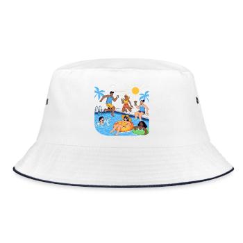 Summer Fun by the Pool Party Good Mood - Bucket Hat - white/navy - Front
