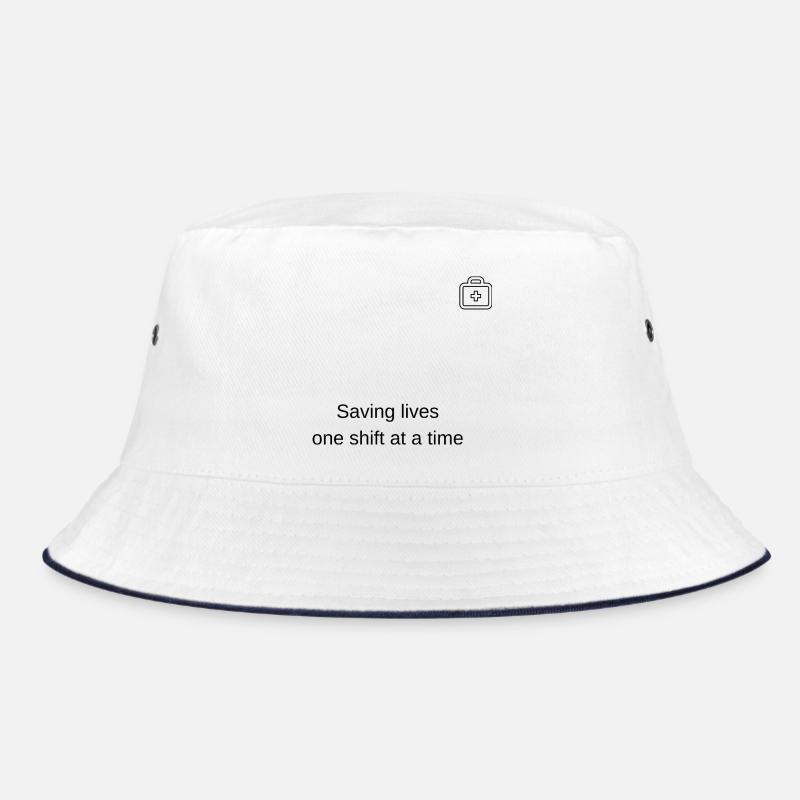 Saving lives one shift at a time! - Bucket Hat - white/navy